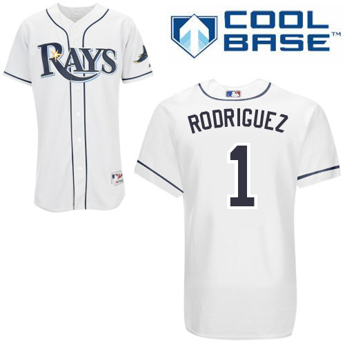 Sean Rodriguez #1 MLB Jersey-Tampa Bay Rays Men's Authentic Home White Cool Base Baseball Jersey